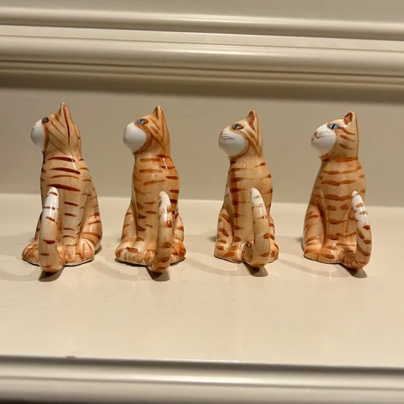 Vintage Bone China Orange Tabby Cat Napkin Rings - Picture 5 of 9